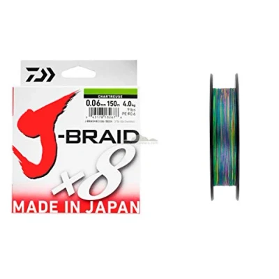 Abbildung von Daiwa J Braid 8 Geflochtene Angelschnur, Mehrfarbig, 300 m, Dm: 0,16 mm