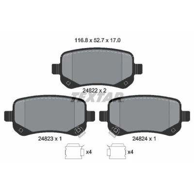 Abbildung von TEXTAR 2482201 Bremsbelagsatz mit akustischer Verschleißwarnung Zubehör FIAT: Freemont, CHRYSLER: GRAND 5OYAGER 5, DODGE: Journey MPV