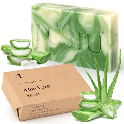 Abbildung von lubiu Aloe Vera Seife Stück 100g Naturseife Männer Frauen Kinder für Befeuchtete Haut Handseife Fest Duschseife &amp; Gesichtsseife Handgemachte