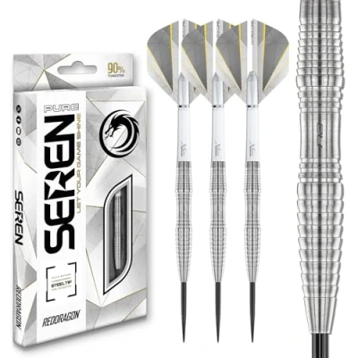 Abbildung von RED DRAGON Darts Seren Pure 3 22g 90% Wolfram Professional Stahlspitze Dart Set mit Flüge und Dartschäfte