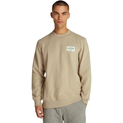 Abbildung von Tommy Hilfiger Herren Sweatshirt Monotype Label Rundhalsausschnitt, Beige (Sandalwood), M