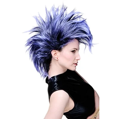 Abbildung von WIG ME UP PW0078 1 P103PC10 Perücke Faschingsperücke Karneval Punk Glam Vamp Mohawk Iro Auftoupiert Schwarz Blauviolett
