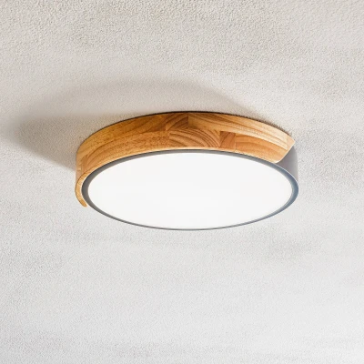 Abbildung von näve LED Deckenleuchte »Borneo«, 1 flammig, rund, LED, Rand teils grau/teils Eichenholz, Lichtfarbe warmweiß
