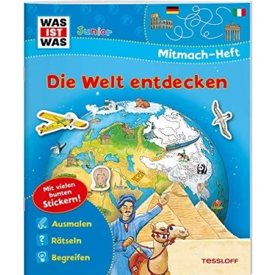 Abbildung von WAS IST Junior Mitmach Heft Die Welt entdecken: Spiele, Rätsel, Sticker (WAS Hefte)