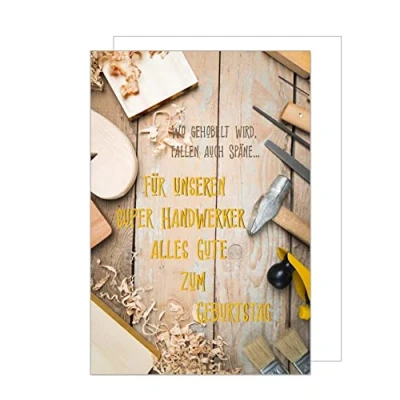 Abbildung von Edition Seidel Premium Geburtstagskarte mit Umschlag. Glückwunschkarte Grusskarte Billet Geburtstag Happy Birthday Mann Frau einzelne eine Sprüche Karte Handwerker (G3122 SW022)