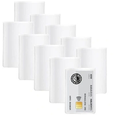 Abbildung von webbomb® 10 Stück Ausweishülle Kartenhülle für Ausweise Bankkarten Personalausweis Kreditkarten Fahrkarten Führerschein Geldbörse wallet 10x Klarsicht Schutzhülle transparent