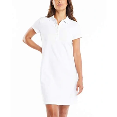 Abbildung von Nautica Damen Easy Classic Korte mouw Stretch Katoen Polo Jurk Lssiges Kleid, Bright White, L EU