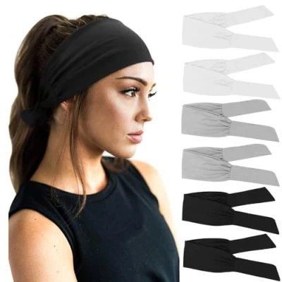Abbildung von DRESHOW 6 Stück Damen Boho Stirnband Kopfband Haarband Gedruckt Stirnbänder Knoten Verdrehtes Elastische Kopf Wickeln Niedlich Haarschmuck für Mädchen