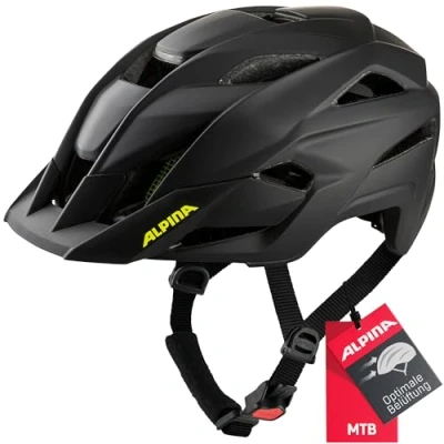 Abbildung von ALPINA KAMLOOP Individuell Anpassbarer, Leichter &amp; Sicherer Fullface Fahrradhelm Mit Kinnbügel Für Erwachsene, black neon yellow matt, 51 55 cm