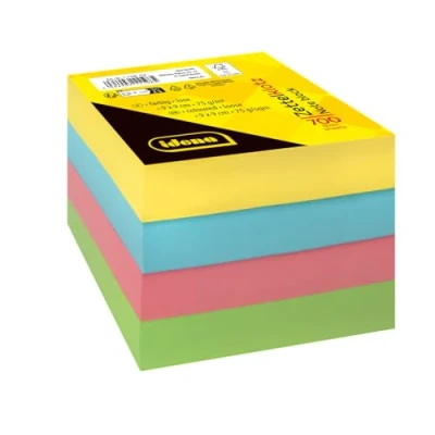 Abbildung von Idena 11198 Zettelklotz, 9 x cm, 700 Stück lose, Zettelblock aus 75 g/m² FSC Mix Papier in 4 Farben, Zettelkastenersatzeinlage