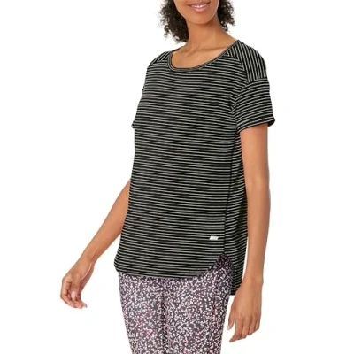 Abbildung von Amazon Essentials Damen Leichtes Fitness T Shirt mit Rundhalsausschnitt und lockerer Passform (in Übergröße erhältlich), Schwarz Streifen, M