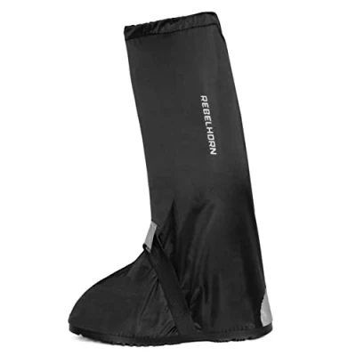 Abbildung von REBELHORN Thunder Wasserdicht Regenschutz für Motorradstiefel Rutschfeste Sohle Elastische Bänder Reflektierende Elemente
