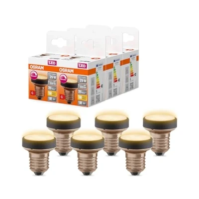 Abbildung von OSRAM Flat Lamp, ultra kompakte und flache LED Lampe mit E27 Sockel, ersetzt herkömmliche 29W Glühbirnen, warmweiß (2700K), sparsam 4.5W Verbrauch, dimmbar, 6er Pack