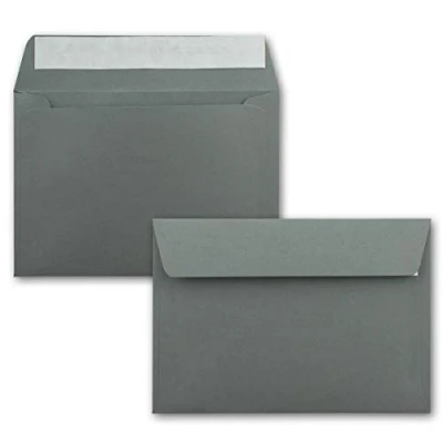 Abbildung von 50x Briefumschläge Anthrazit DIN C6 Format 11,4 x 16,2 cm Haftklebung Kuverts ohne Fenster Weihnachten, Grußkarten &amp; Einladungen Für A6 A4 Papier