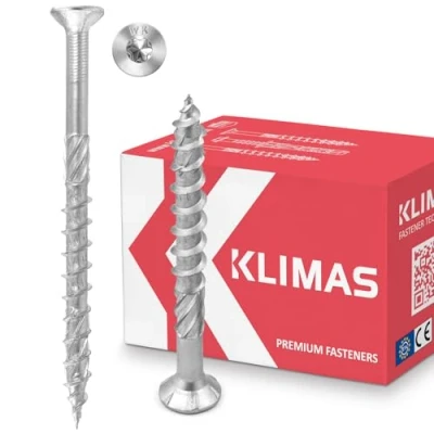 Abbildung von KLIMAS Holzschrauben Torx Spanplattenschrauben Weiß Senkkopfschrauben Terrassenschrauben Universalschrauben Dachkonstruktion Schrauben Set 5x80 mm 200 Stück