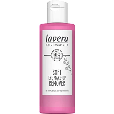 Abbildung von lavera Soft Eye Make Up Remover Entferner glutenfrei Für die sensible Augenpartie Vegan ohne Silikone Mineralöl Bio Aloe Vera Sanddorn 100ml