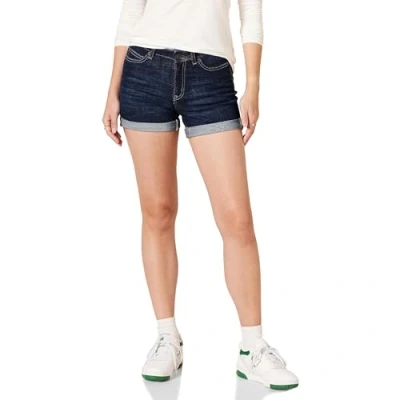 Abbildung von Amazon Essentials Damen Jeansshorts In Schmaler Passform Mit Mittelhohem Bund, 10 cm, Dunkle Waschung, 42