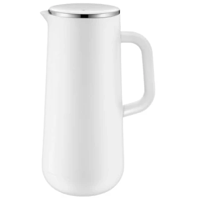 Abbildung von WMF Impulse Thermoskanne 1l, Isolierkanne für Kaffee oder Tee, Drehverschluss, hält Getränke 24h kalt und warm, weiß, Edelstahl, Kunststoff