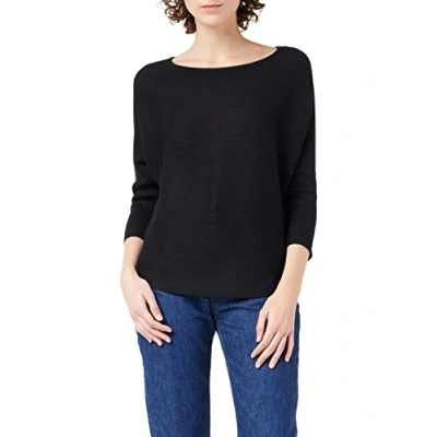 Abbildung von VERO Moda Damen Rippstrick Pullover U Ausschnitt 3/4 Langarm Basic Knitted Stretch Sweater VMNORA, Farben:Schwarz, Größe:L