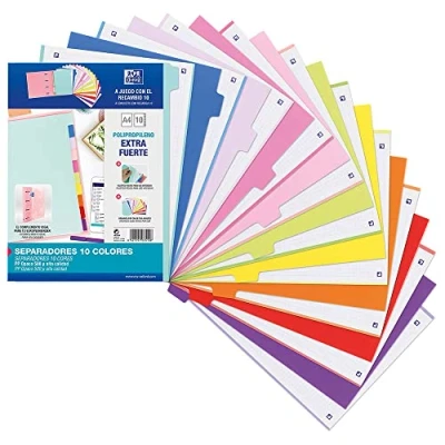 Abbildung von Oxford Strongline Aktenordner, 4 Ringe, blickdicht, Kunststoff, 10 Positionen, Bohrer, Farben