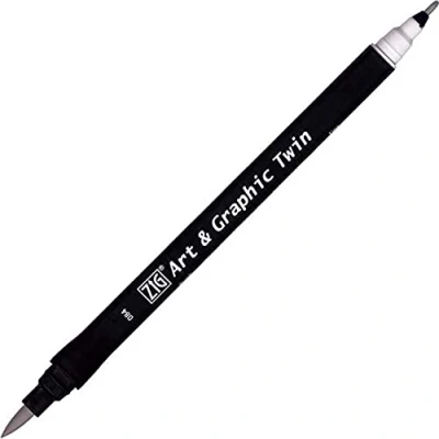 Abbildung von Kuretake ZIG Art and Graphic Twin Tip Bürste Marker 084 Cool Grey, 3