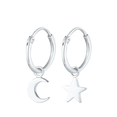 Abbildung von Elli STAR MOON Astro LOOK Ohrringe silvercoloured, Damen, Größe: One Size, Silver coloured