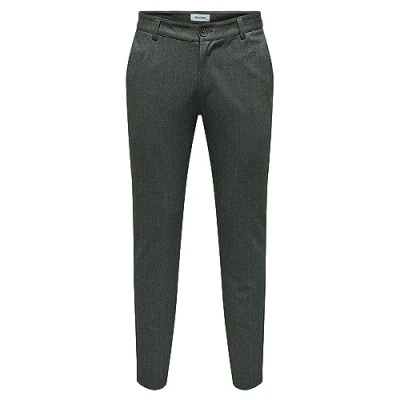 Abbildung von ONLY &amp; SONS Herren ONSMARK Slim 02093 Herringbone Pant NOOS Chinohose, Black, 28W x 32L