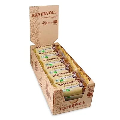Abbildung von HAFERVOLL Organic Flapjack Sweet &amp; Salty Almond, 18 x 60 g Müsliriegel Bio zertifiziert, mit Honig ohne Zusatz von Zucker, Hafer, im Ofen gebacken