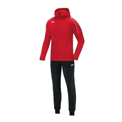 Abbildung von JAKO Trainingsanzug Herren &amp; Damen Polyester Classico mit Kapuze Rot L Jogginganzug 2 teilig für Sport und Alltag, Jogginghose Trainingsjacke