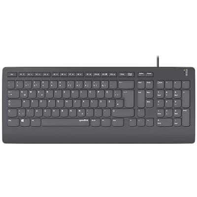 Abbildung von SPEEDLINK HI GENIC Antibacterial Keyboard kabelgebundene leise USB Tastatur, flache Tasten, antibakterielle Eigenschaften, deutsches QWERTZ Layout, schwarz