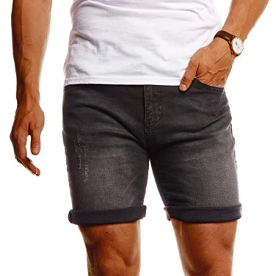 Abbildung von Leif Nelson Shorts Herren Kurze Hosen Männer Jeansshorts Denim Sommer Freizeithose Basic LN 1397 schwarz