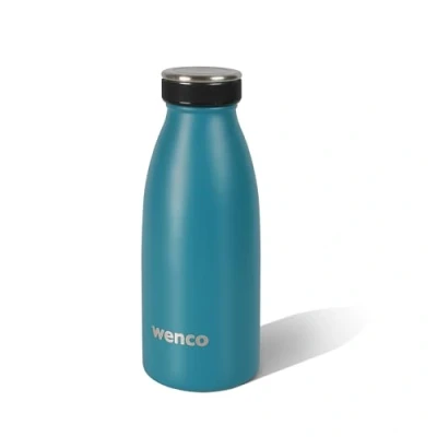 Abbildung von wenco Trinkflasche Edelstahl klein 0,35l / 350ml isoliert und auslaufsicher für kalte heiße Getränke auch als Thermoskanne verwendbar BPA frei carribean blue