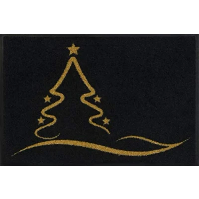 Abbildung von wash+dry by Kleen Tex Fußmatte »Golden Shine«, rechteckig, 7 mm Höhe, Schmutzfangmatte,Motiv Weihnachten Tannenbaum, rutschhemmend, waschbar