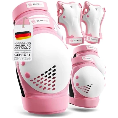 Abbildung von SKATEWIZ Protektoren Kinder Knieschützer Kinder, Knieschoner Schoner Inliner Schützer Schlittschuhe SMASH Größe S Pk Weiß