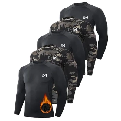 Abbildung von MEETWEE Herren Thermounterwäsche Oberteile,Thermoshirt Langarm Kompressionsshirt Funktionsshirt Atmungsaktiv Thermounterhemd Männer Sportshirt für Running Fitness Gym