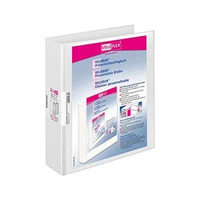 Abbildung von VELOFLEX 4141190 Präsentationsringbuch VELODUR DIN A4, PP kaschiert, 4 D Ring Mechanik, 40 mm Füllhöhe, weiß