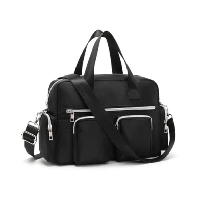 Abbildung von KONO leichte Damen Handtasche mit Blumenmuster, Wasserdichte Henkeltasche, Groß Umhängetasche für Frauen, Multifunktionale Schultertasche Arbeit, Shopper, Reisen(Reines Schwarz)