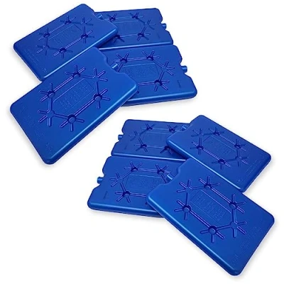 Abbildung von ToCi 8er Set Kühlakkus je 200 ml Flache Blaue Kühlelemente für Kühltasche &amp; Kühlbox Kühlpads lebensmittelecht, wiederverwendbar BPA frei Kühlplatten Picknick, Reise Outdoor