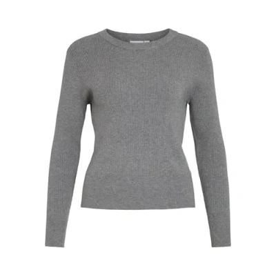 Abbildung von VILA LANGÄRMELIGER Strickpullover, Damen, Größe: Small, Medium grey melange