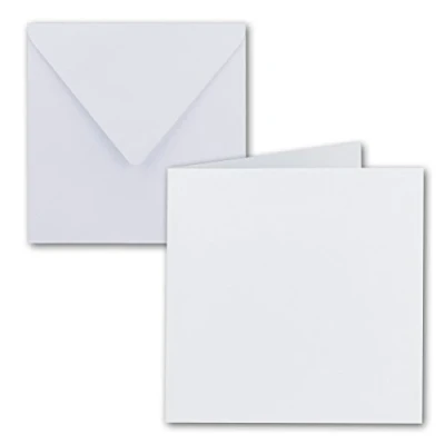 Abbildung von 25x Quadratisches Falt Karten Set 15 x cm mit Brief Umschlägen Hochweiß Nassklebung für Grußkarten, Einladungen &amp; mehr