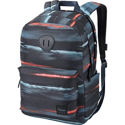 Abbildung von Nitro Urban Plus, Old School Daypack mit zusätzlichem gepolstertem Laptopfach, urbaner Streetpack, Alltagsrucksack, Schulrucksack, Schoolbag seitlichem Flaschenfach, Acid Dawn, 28 L
