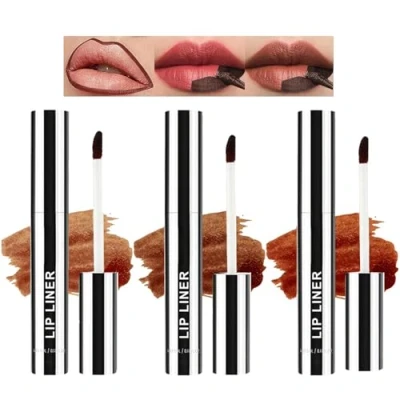 Abbildung von 3 Farben Peel Off Lip Stain Set, Liner Tattoo Matte Nude Lipgloss, Langlebiger Wasserdichter Lipliner, Antihaftbecher Lippenfleck für Frauen Mädchen
