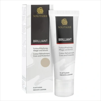 Abbildung von SOLITAIRE Brilliant Schuhcreme Farbe: Taupe, mit Farbauffrischung für Glattleder und intensive Pflege leichte Imprägnierung Schuhe, Taschen, Kleidung, Schwammaufträger, 75ml