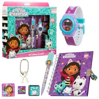 Abbildung von Gabbys Dollhouse Armbanduhr Kinder Mädchen Geschenkset mit Digital Uhr Geschenke für ab 3 Jahren