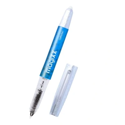 Abbildung von Online magiXX radierbarer Tintenroller blau mit Tintenpatrone I Rollerball 0,7mm Strichstärke inkl. 1x Patrone Stift für Schule, Uni und Büro thermosensitive Tinte