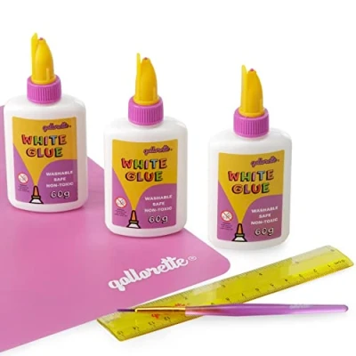 Abbildung von qollorette PVA Bastelkleber Transparent Flüssig Kinder Kleber, Kreativ Set für 3 Stck Leim