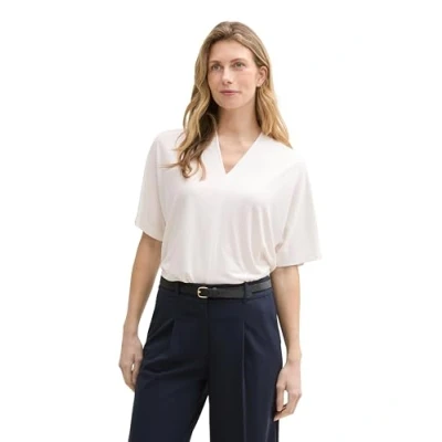 Abbildung von TOM Tailor V NECK Tshirt basic, Damen, Größe: Medium, Whisper white