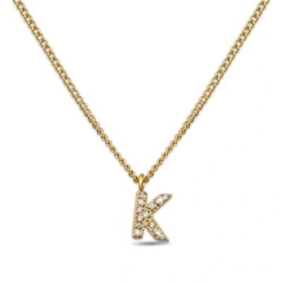 Abbildung von GD GOOD.designs Kette Buchstabe K Gold für Damen I 18K vergoldete Halskette mit Zirkonia Initialien Goldene Edelstahl Buchstabenkette (Buchstabe K)
