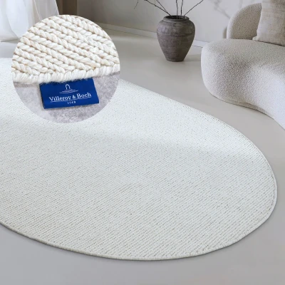 Abbildung von Villeroy &amp; Boch Wollteppich Francois Oval Natur Wohnzimmerteppich Handgewebt Umweltfreundlich Boho Teppich Wolle für Wohnzimmer, Schlafzimmer, Esszimmer, Flur, Küche Weiß, 160x230cm