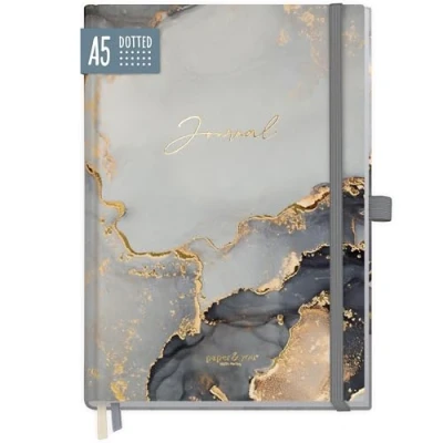 Abbildung von paper&amp;you® Premium Bullet Journal dotted A5 &quot;Grey Marble&quot; Notizbuch gepunktet, 188 Seiten extra dickes Papier, Tagebuch mit Punkteraster nachhaltig &amp; klimafreundlich